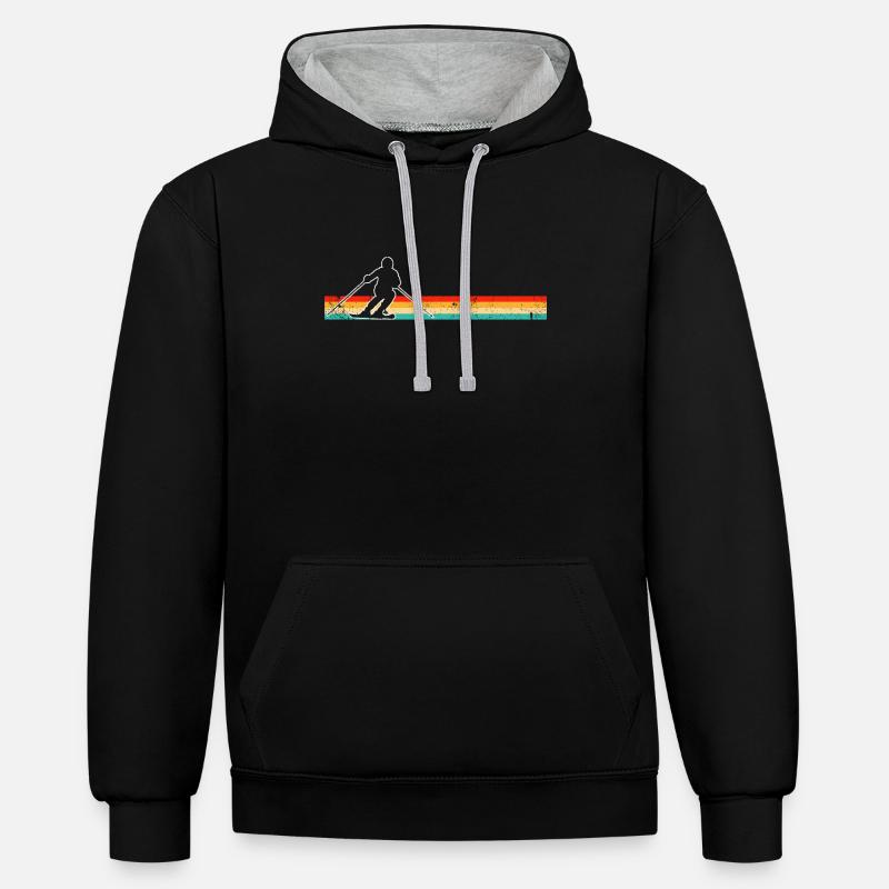 Ski Rétro - Sweat à capuche contrasté - noir/gris chiné