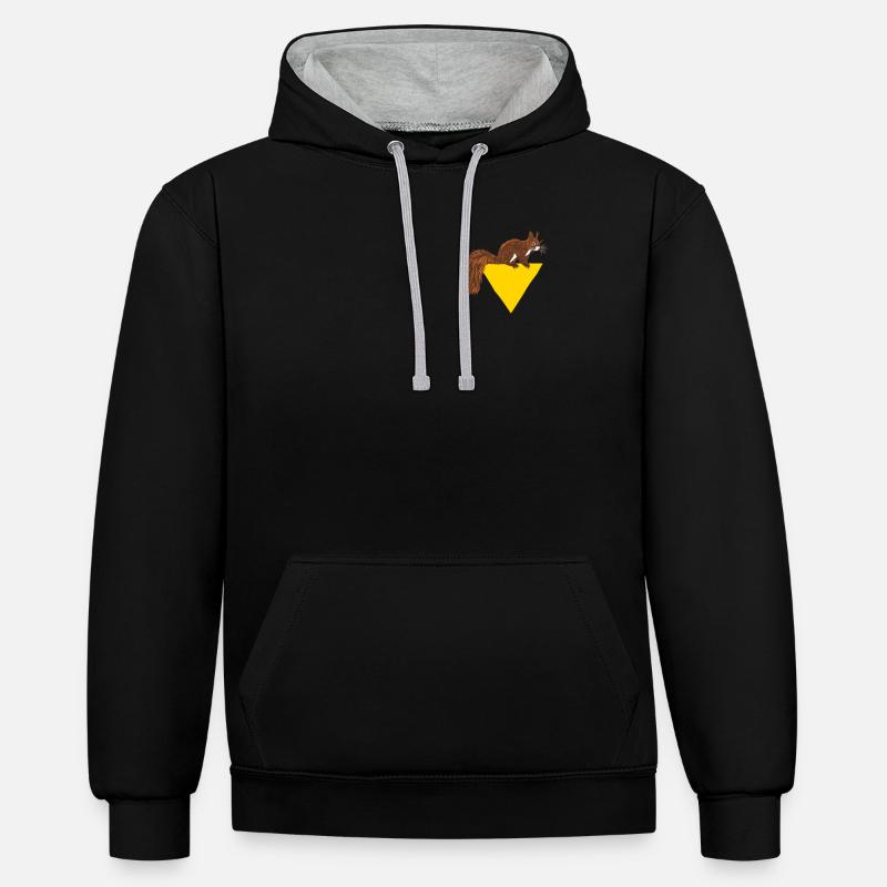 Squirrel Logo Emblem Grauhörnchen Squirrel - Kontrast-Hoodie - Schwarz/Grau meliert
