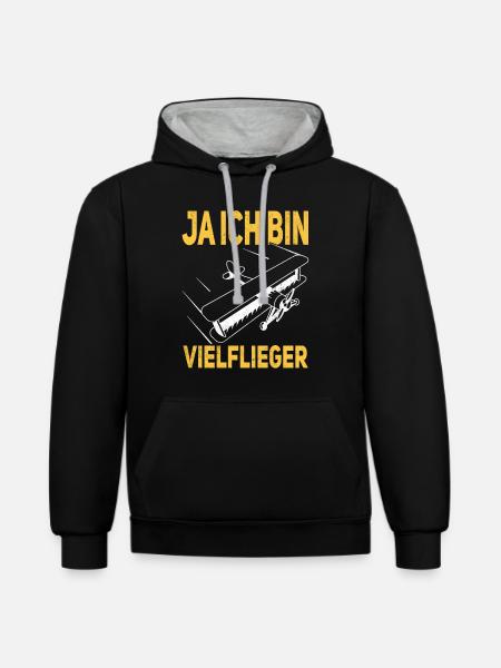 Modellfliegen RC Flugzeug Modellflug - Kontrast-Hoodie - Schwarz/Grau meliert
