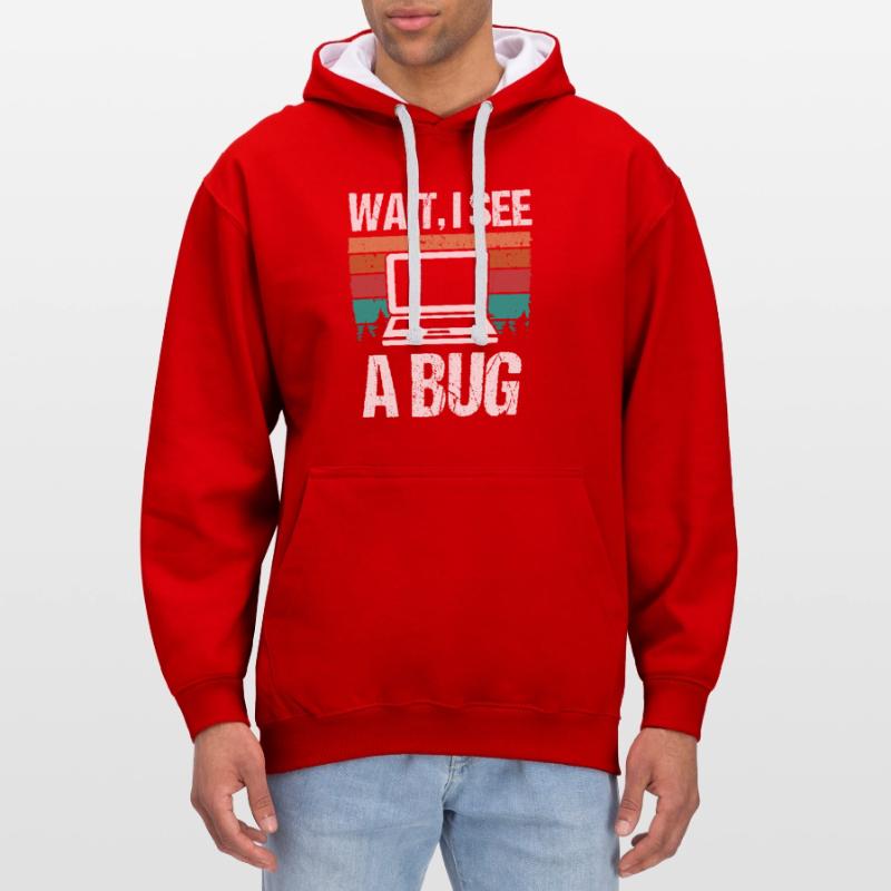 Quality Assurance Wait I see a Bug Software Code Kontrast-Hoodie
