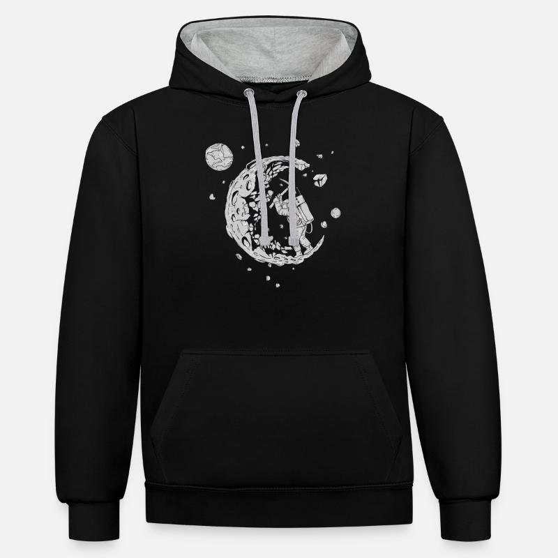 | lunaire astronaute | | spatiale Système solaire - Sweat à capuche contrasté - noir/gris chiné
