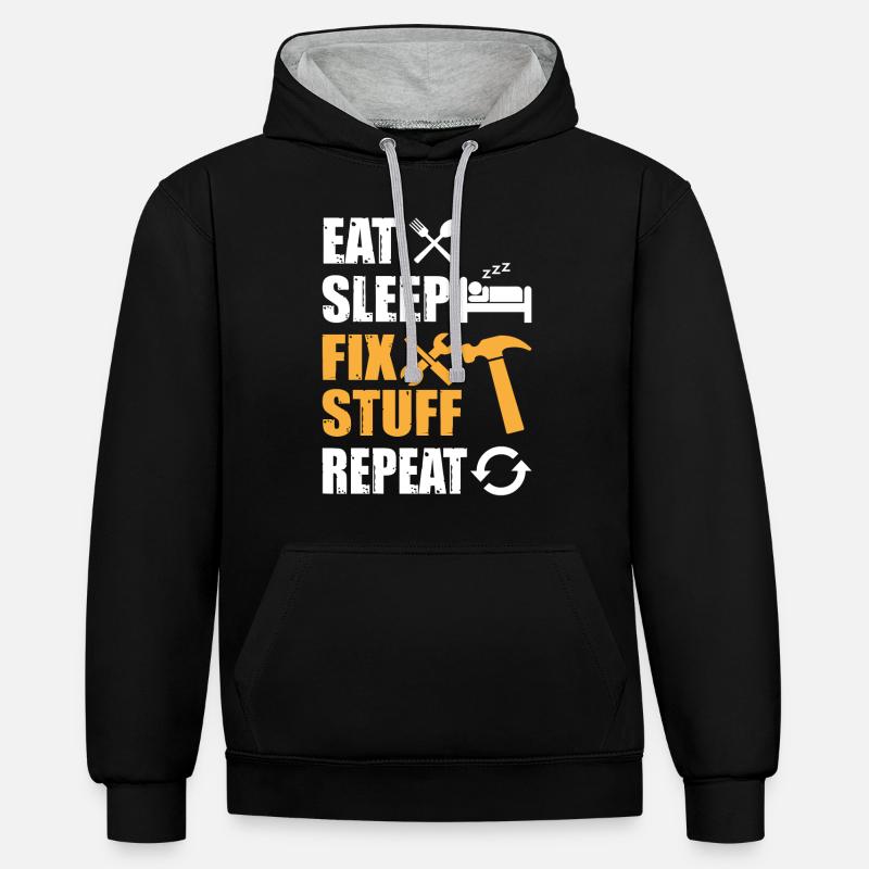 Manger Sleep Fix Stuff Répéter - Sweat à capuche contrasté - noir/gris chiné