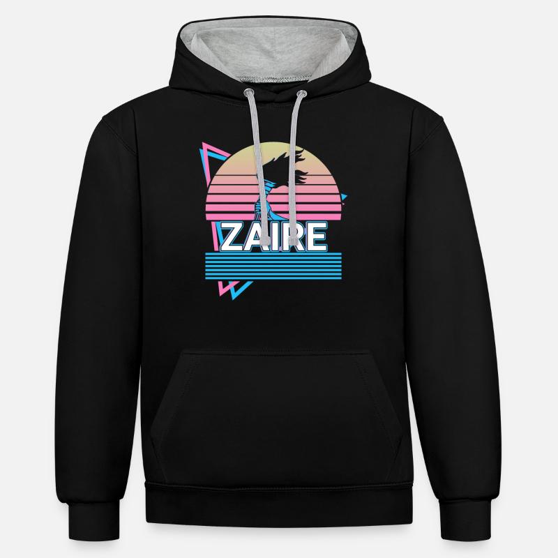 Zaïre Congo CongoLais Rétro Cadeau - Sweat à capuche contrasté - noir/gris chiné