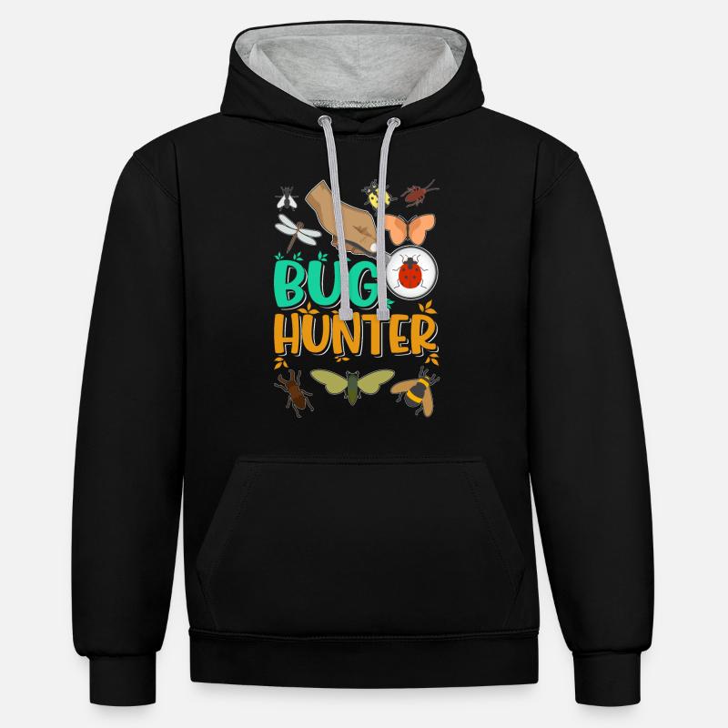 Beetle Hunter Insects Entomologiste Biologiste - Sweat à capuche contrasté - noir/gris chiné