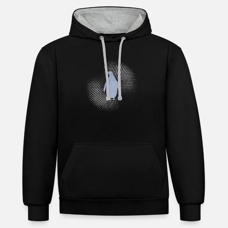 Pingouin - Sweat à capuche contrasté - noir/gris chiné