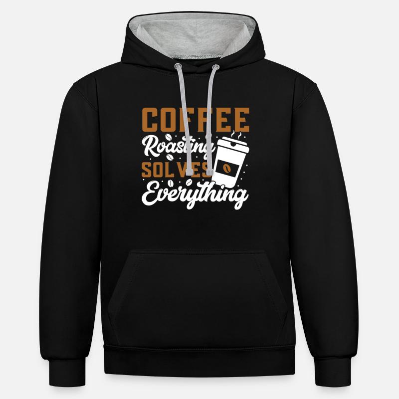 Coffee Roasting Solves Everything - Contrast hoodie - black/heather grey