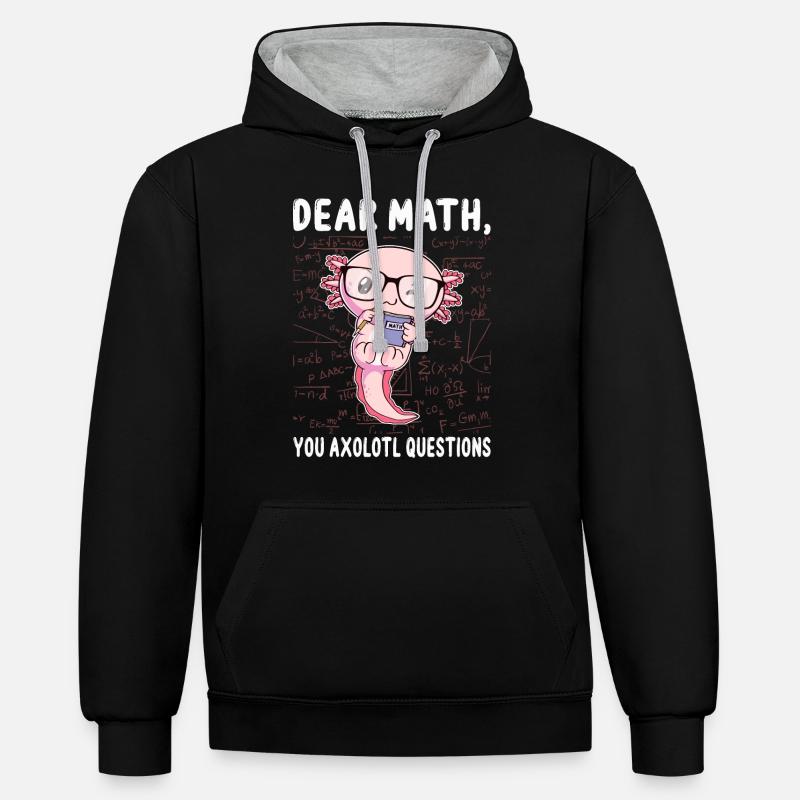 Drôle Math Axolotl Math Cadeau - Sweat à capuche contrasté - noir/gris chiné