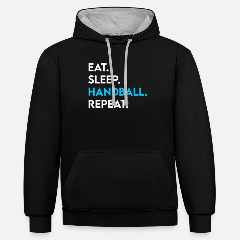 manger du sommeil handball répéter - Sweat à capuche contrasté - noir/gris chiné