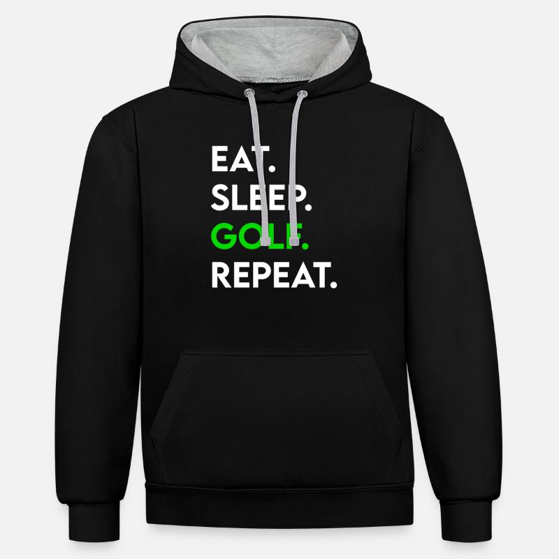 manger dormir golf répéter - Sweat à capuche contrasté - noir/gris chiné
