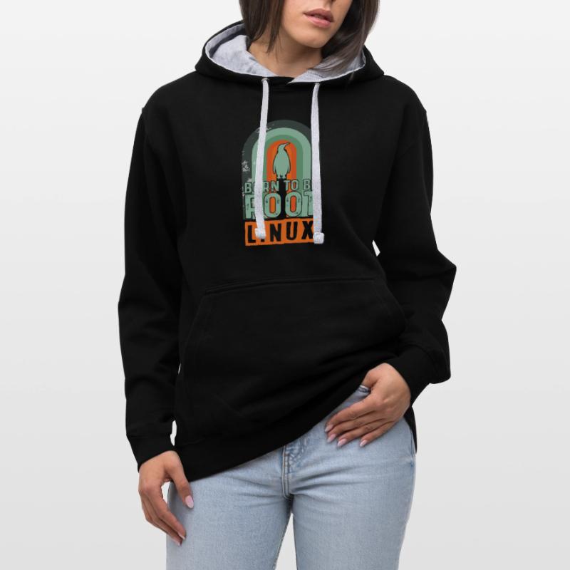 Born To Be Root Retro Linux Nerd Coding Geek Contrast hoodie