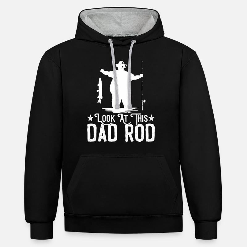 Papa pêcheur - Sweat à capuche contrasté - noir/gris chiné