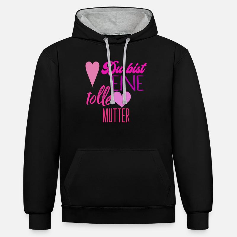 Du bist eine tolle mutter - Kontrast-Hoodie - Schwarz/Grau meliert