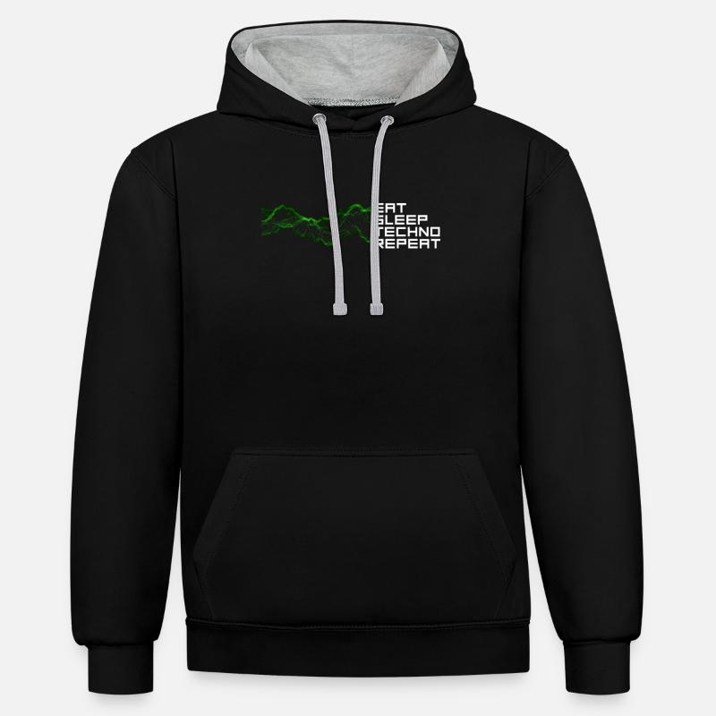 manger du sommeil techno répéter - Sweat à capuche contrasté - noir/gris chiné