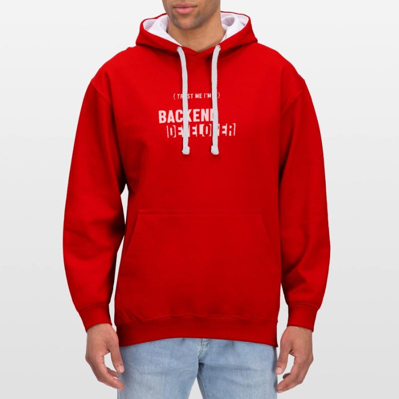 Trust Me I'm Backend Developer Coder Programmer Sweat à capuche contrasté