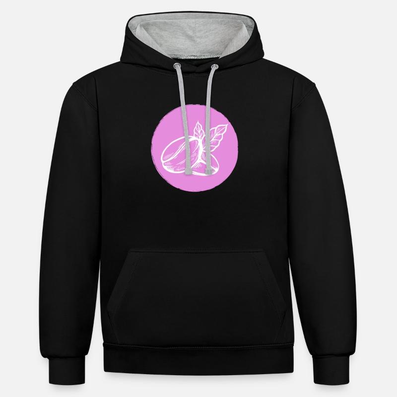 Café Grain de café - Sweat à capuche contrasté - noir/gris chiné