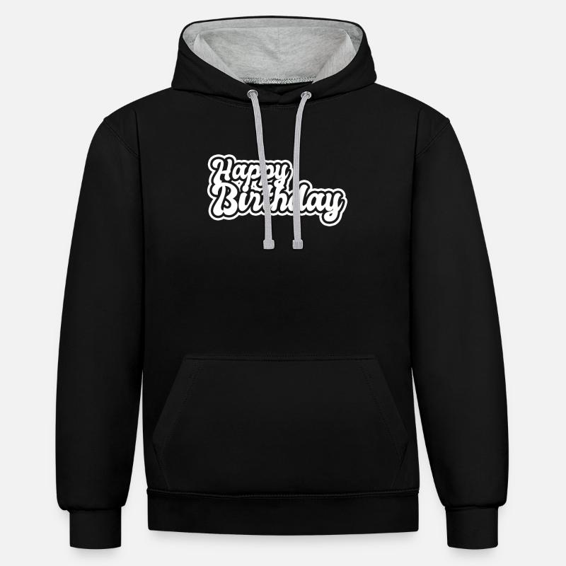 Bon anniversaire - Sweat à capuche contrasté - noir/gris chiné