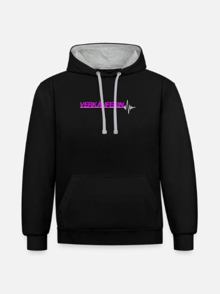 Verkäuferin - Kontrast-Hoodie - Schwarz/Grau meliert