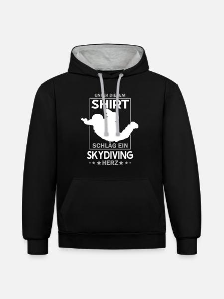 Skydiving Fallschirmspringen Skydive Skydiver - Kontrast-Hoodie - Schwarz/Grau meliert
