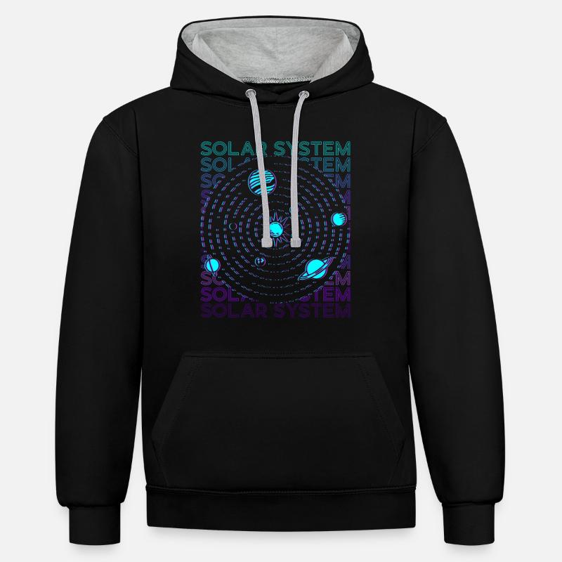 Système solaire rétro - Sweat à capuche contrasté - noir/gris chiné