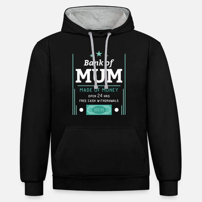 Bank der Mutter - Kontrast-Hoodie - Schwarz/Grau meliert