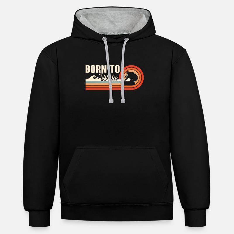 Wakeboard Wakeboarder Wakeboarding Cadeau - Sweat à capuche contrasté - noir/gris chiné