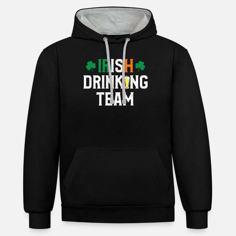 Équipe irlandaise de boisson - Sweat à capuche contrasté - noir/gris chiné