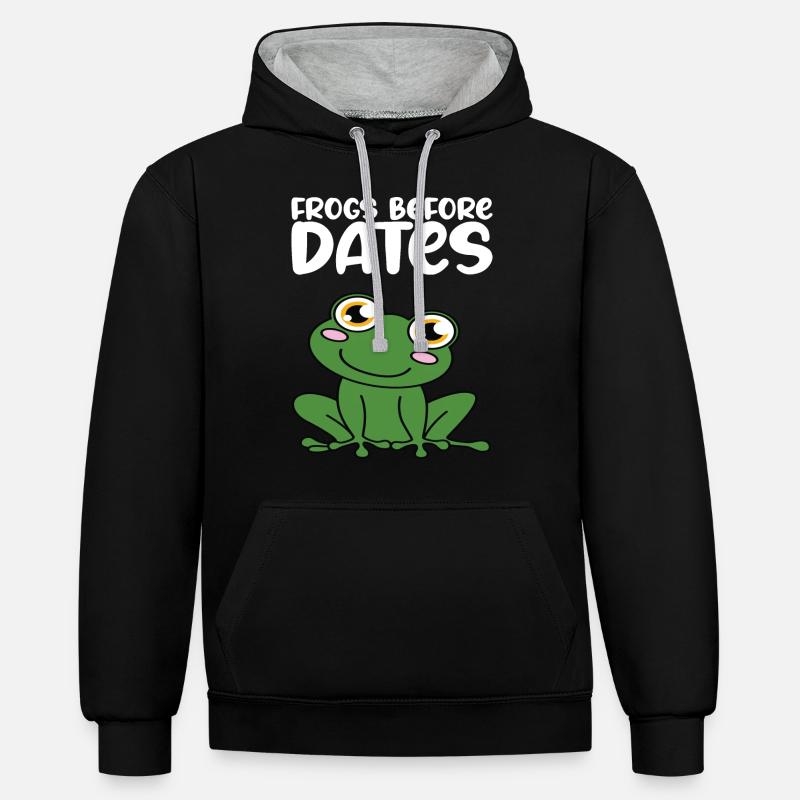 Des grenouilles devant les données - Sweat à capuche contrasté - noir/gris chiné