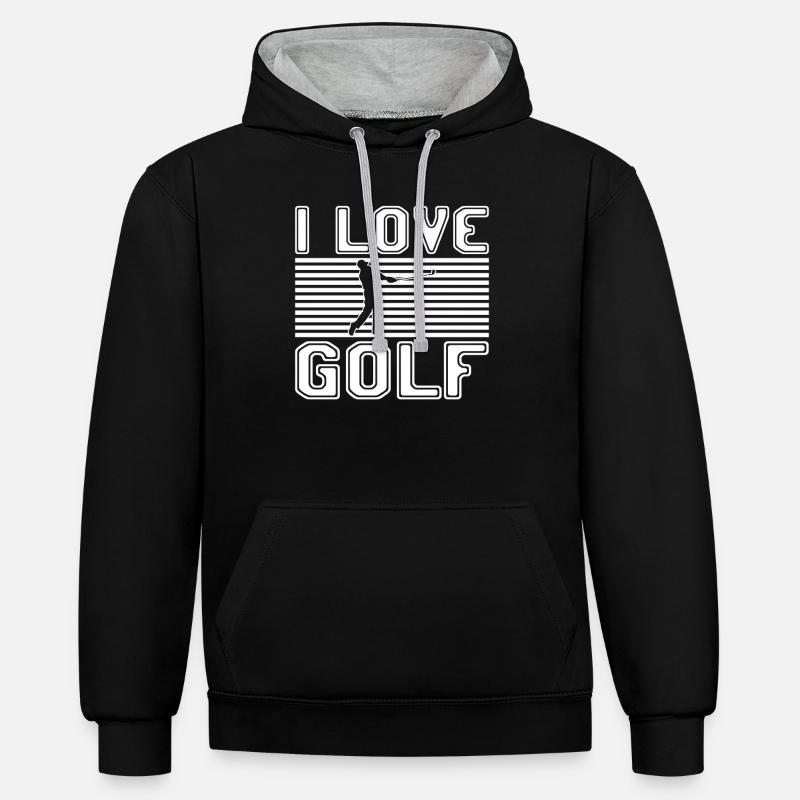 J’adore le golf - Sweat à capuche contrasté - noir/gris chiné