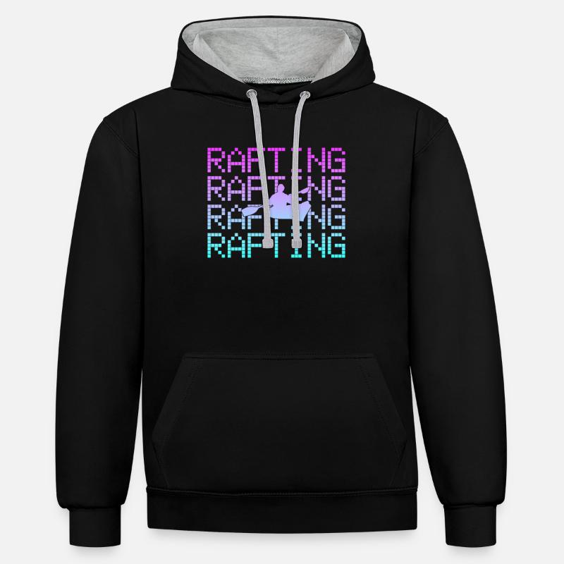 rafting à l’aviron - Sweat à capuche contrasté - noir/gris chiné