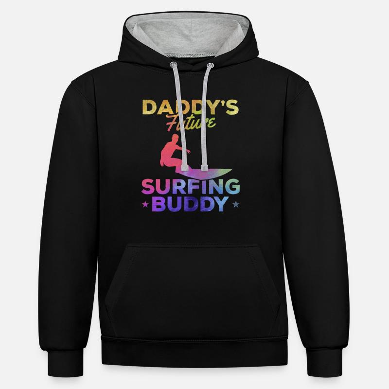 Daddy’s Future Surfing Buddy Surfboard - Sweat à capuche contrasté - noir/gris chiné