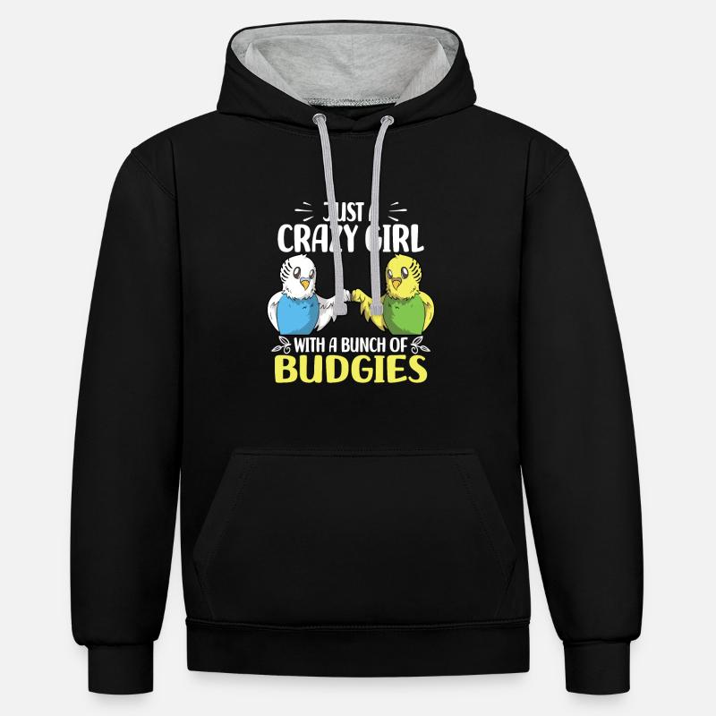 Perruche ondulée - Sweat à capuche contrasté - noir/gris chiné