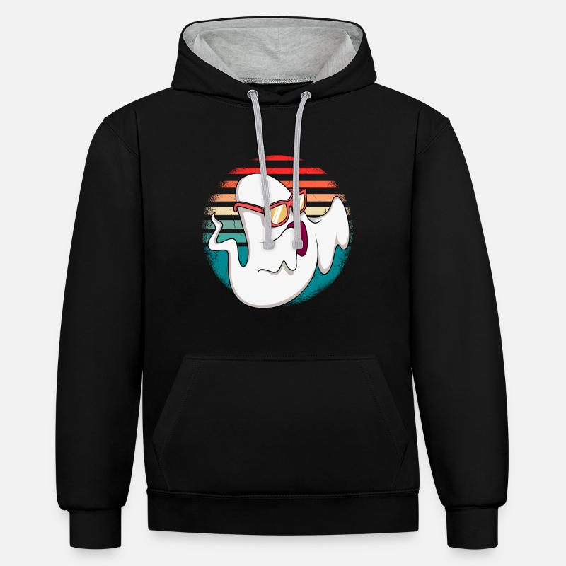 Ghost Hour Halloween Ghost - Sweat à capuche contrasté - noir/gris chiné