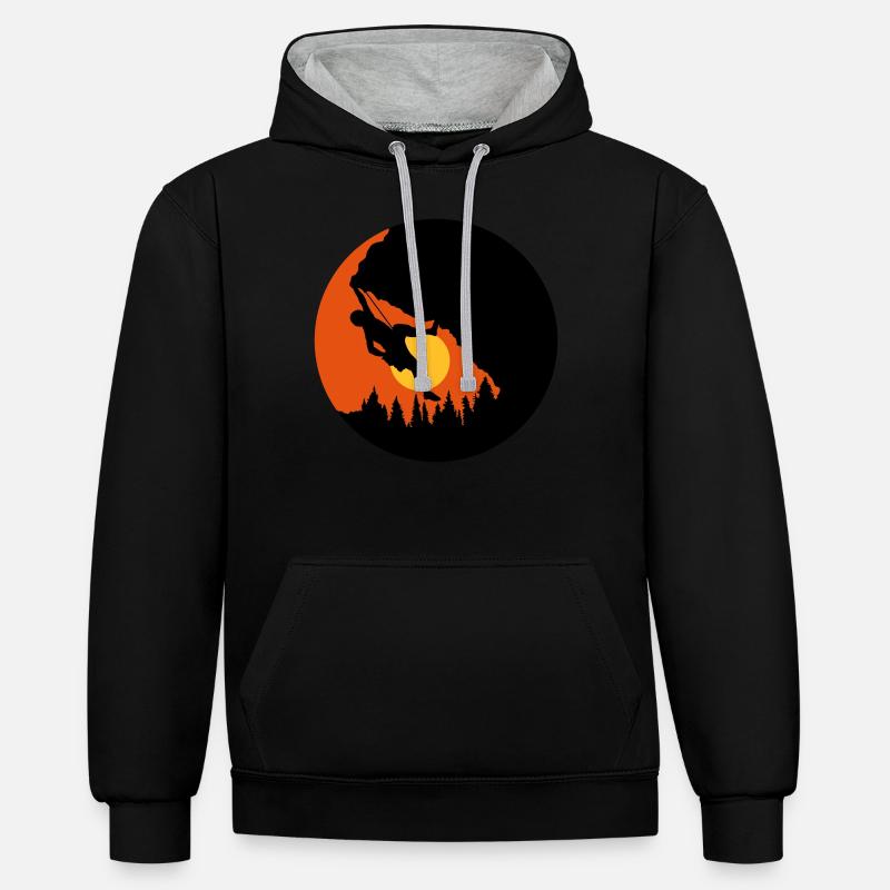 Sonne Abends Klettern Silhouette - Kontrast-Hoodie - Schwarz/Grau meliert
