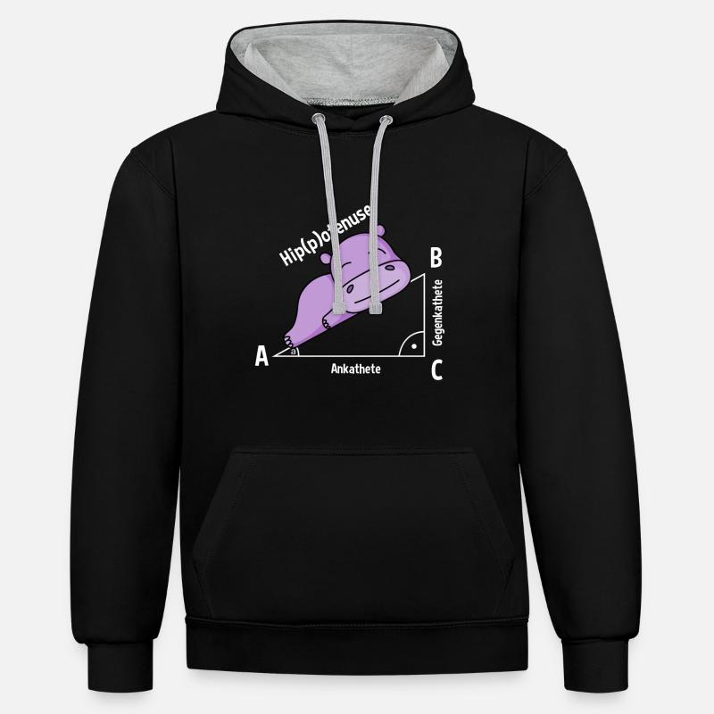 Professeur de mathématiques Hipotenuse Math - Sweat à capuche contrasté - noir/gris chiné