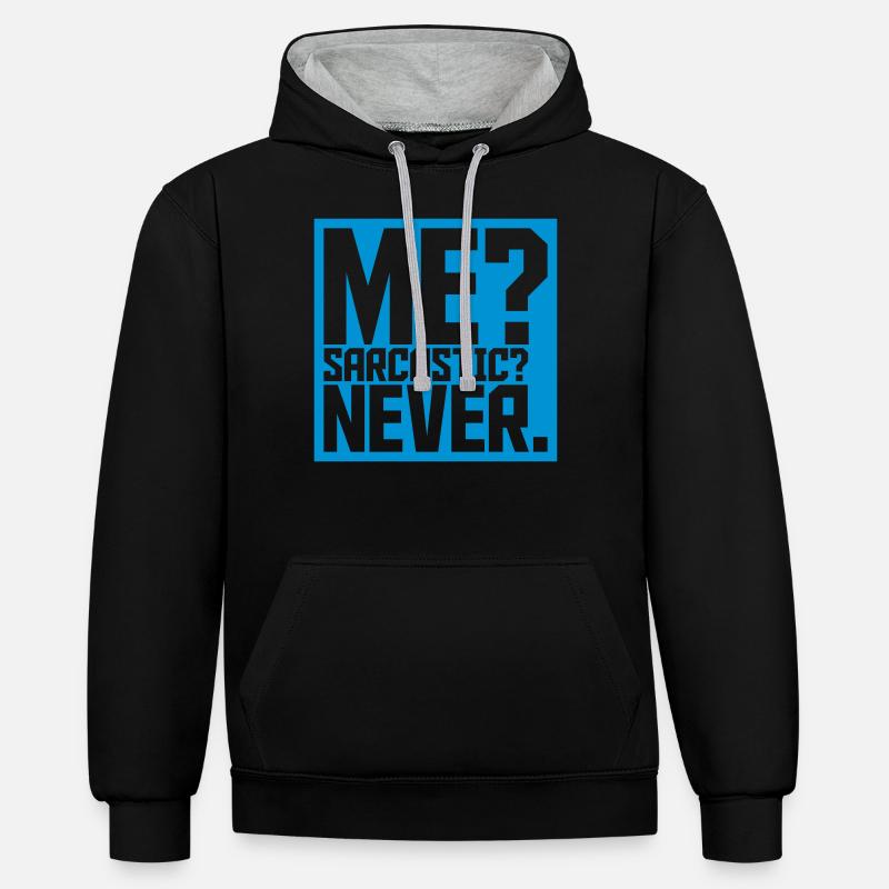 moi sarcastique ne cite jamais - Sweat à capuche contrasté - noir/gris chiné