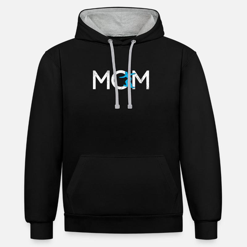 Maman snowboardeuse - Sweat à capuche contrasté - noir/gris chiné
