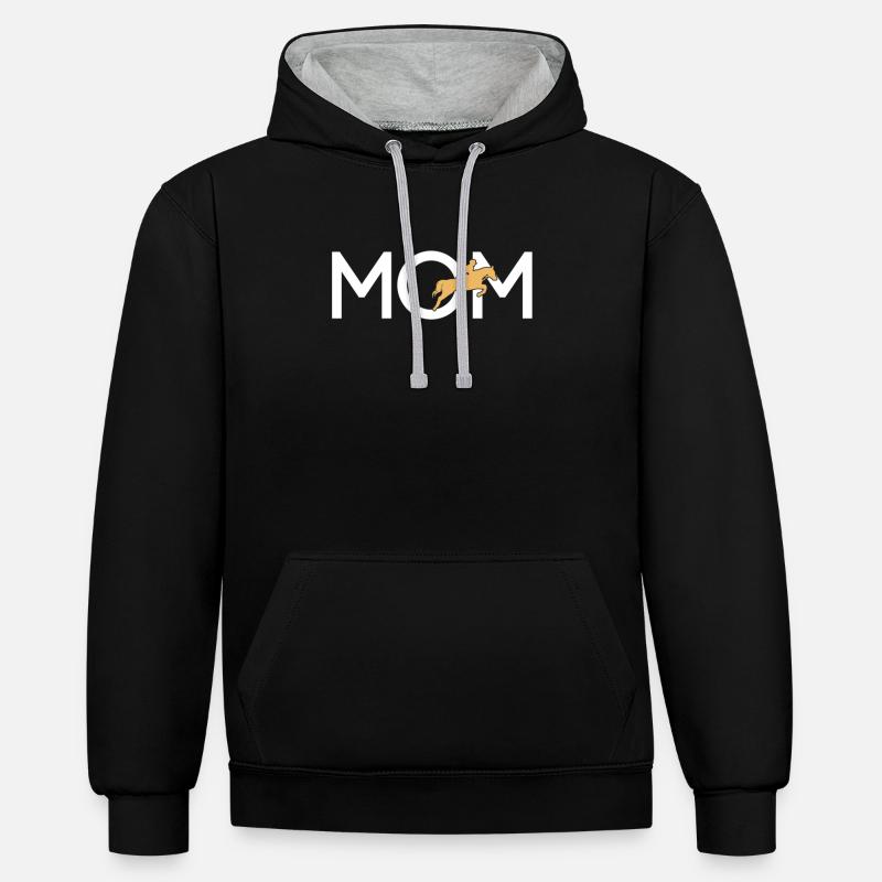 Monter à cheval Mama - Sweat à capuche contrasté - noir/gris chiné