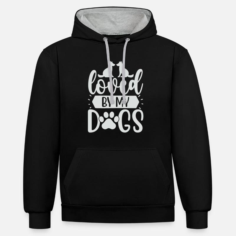 Aimé par mes chiens - Sweat à capuche contrasté - noir/gris chiné