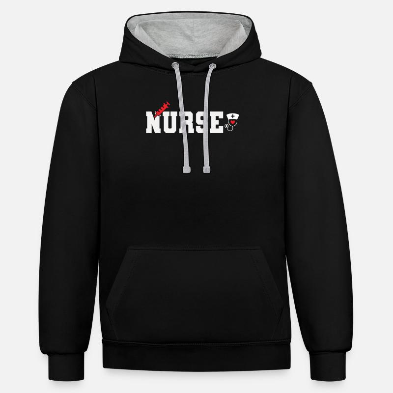 Infirmier - Sweat à capuche contrasté - noir/gris chiné