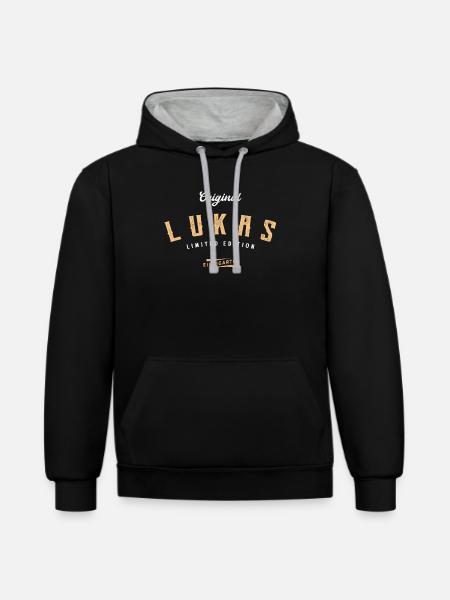 Lukas Limited Edition - Kontrast-Hoodie - Schwarz/Grau meliert