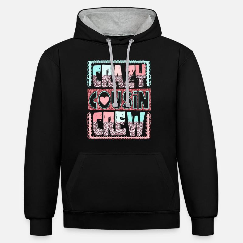 Crazy Cousin Crew - Sweat à capuche contrasté - noir/gris chiné