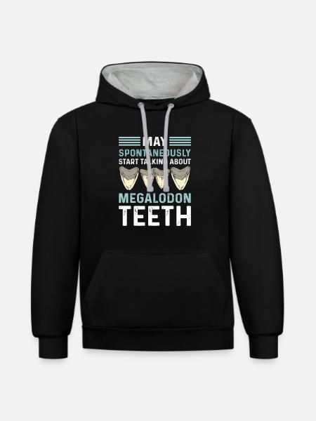 Megalodonzahn-jagd. Haifischzahn Fossilienzahn - Kontrast-Hoodie - Schwarz/Grau meliert