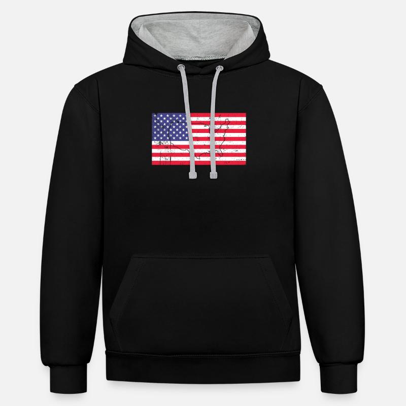 Drapeau de l’Amérique - Sweat à capuche contrasté - noir/gris chiné