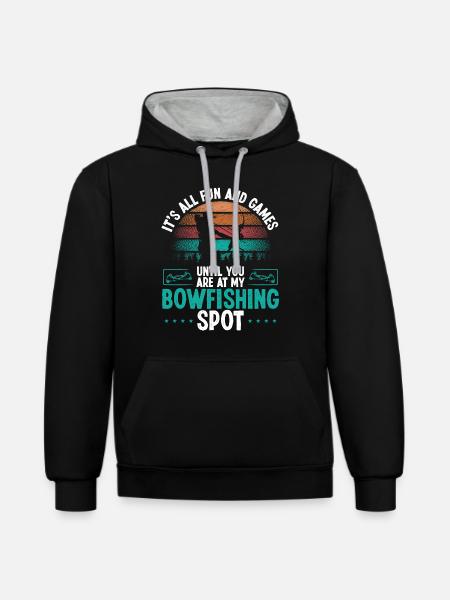 Bowfisher Fisherman Bowfishing Spot Bowfisher - Kontrast-Hoodie - Schwarz/Grau meliert
