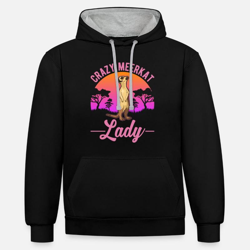 Dame suricate folle Erdmännchen - Sweat à capuche contrasté - noir/gris chiné