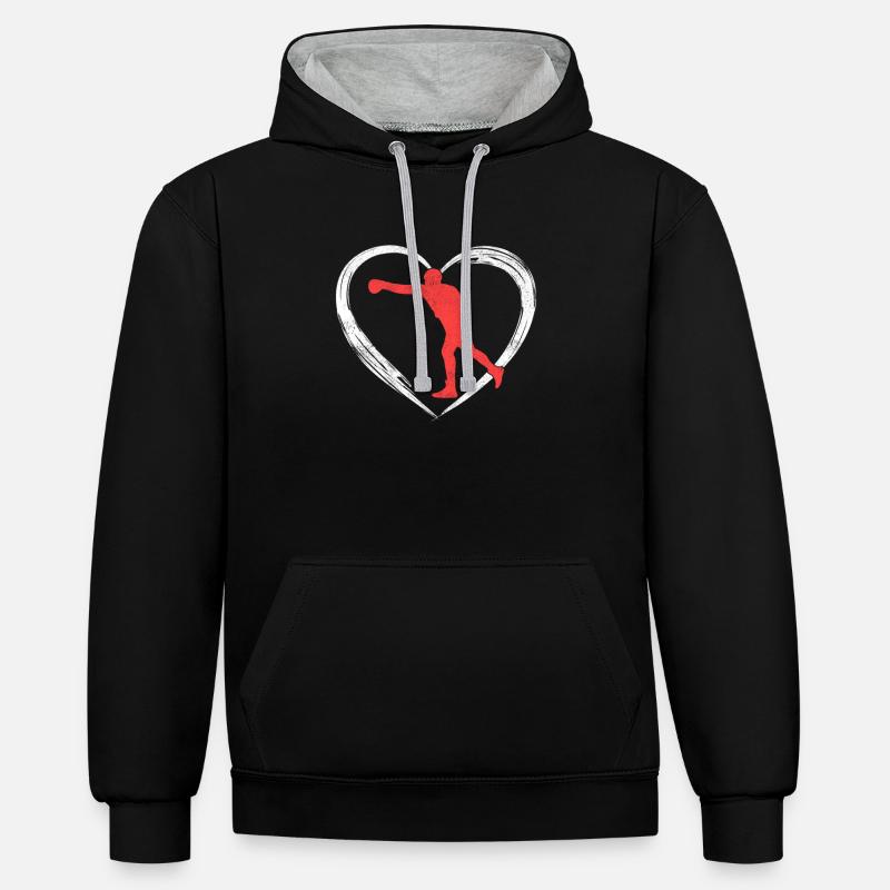 L’amour de la boxe - Sweat à capuche contrasté - noir/gris chiné
