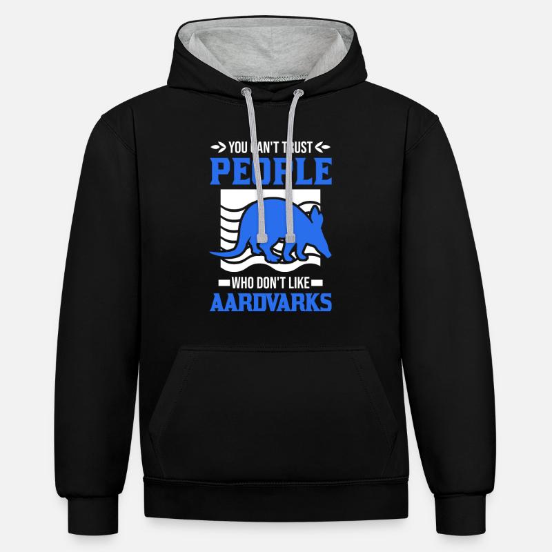 Erdferkel Geschenk Aardvark - Sweat à capuche contrasté - noir/gris chiné