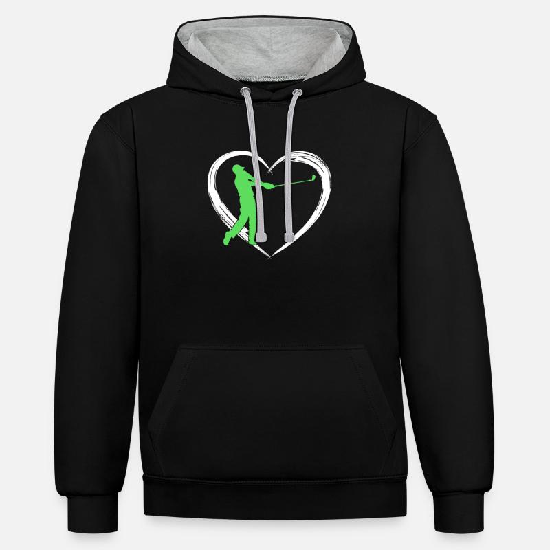L’amour du golf - Sweat à capuche contrasté - noir/gris chiné