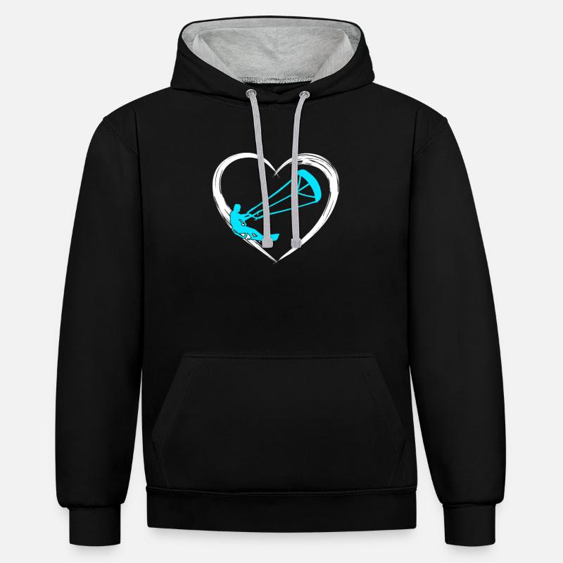 amour du kitesurf - Sweat à capuche contrasté - noir/gris chiné
