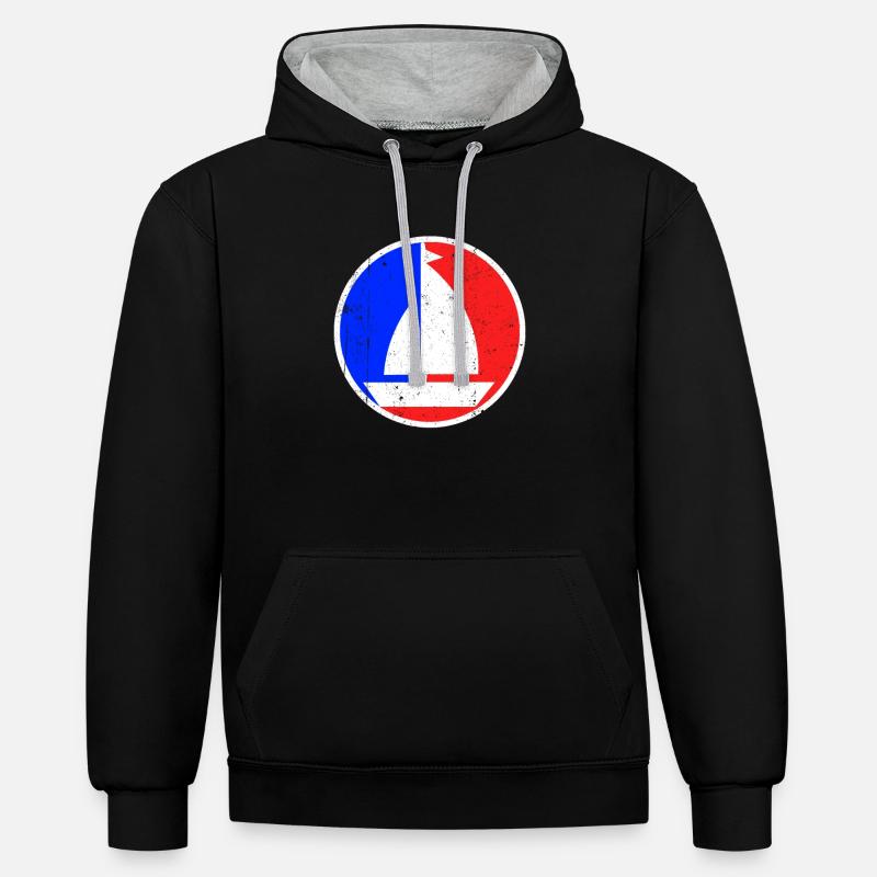 Logo de voile - Sweat à capuche contrasté - noir/gris chiné